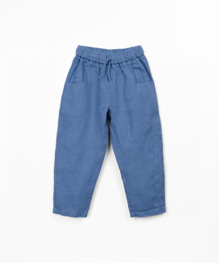 Pantalon en lin avec taille �lastique