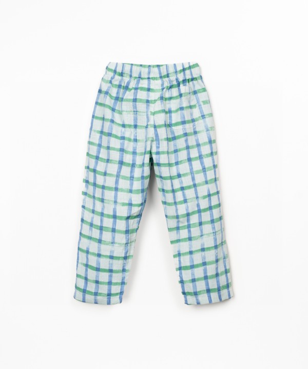 Pantalon en tissu avec motif � carreaux