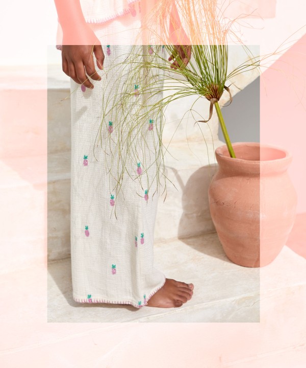 Pantalon en tissu avec imprimé d?ananas