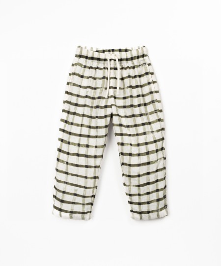 Pantalon en tissu avec imprimé à carreaux