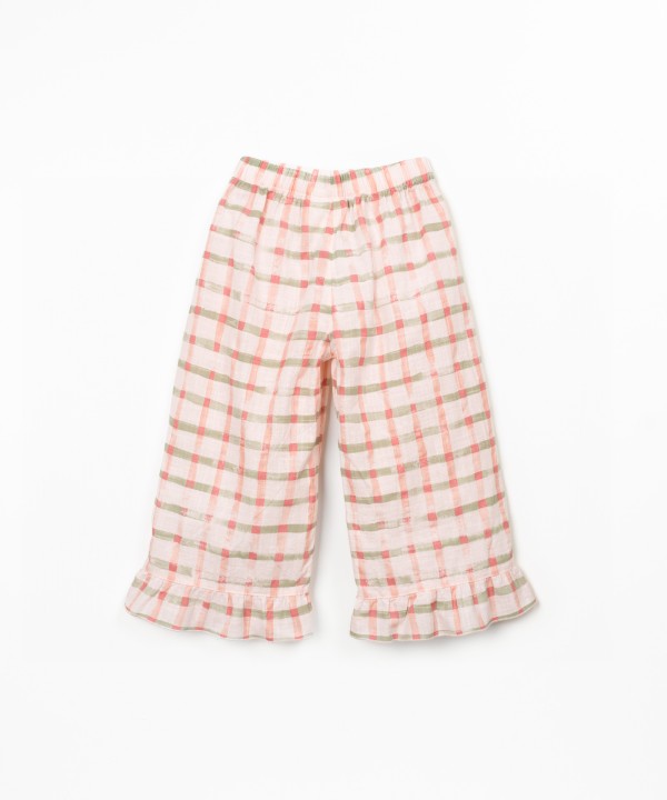 Pantalon en tissu avec imprim� � carreaux