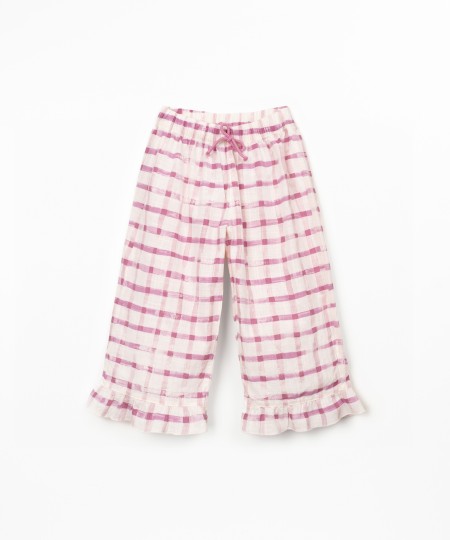 Fabric trousers with checkered print