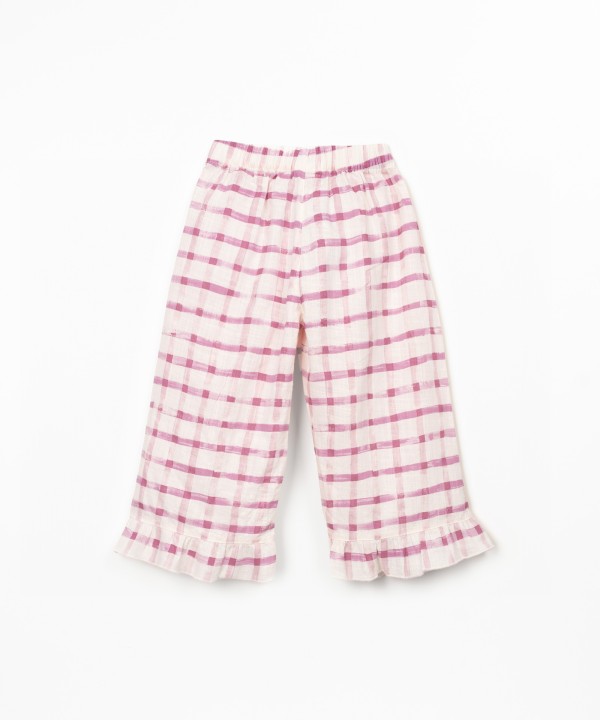 Pantalon en tissu avec imprim� � carreaux
