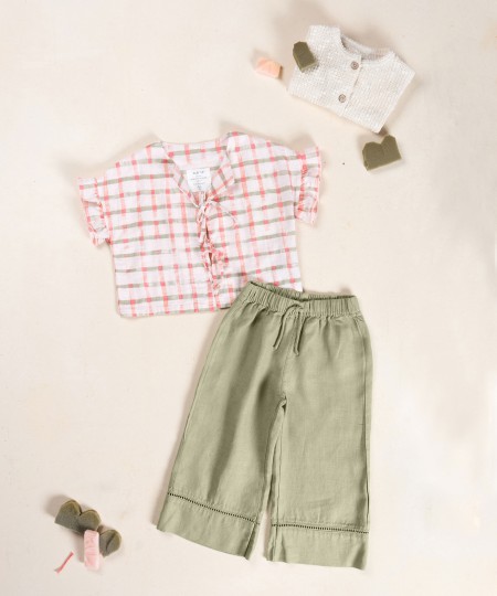 Pantalon en lin avec ceinture élastique