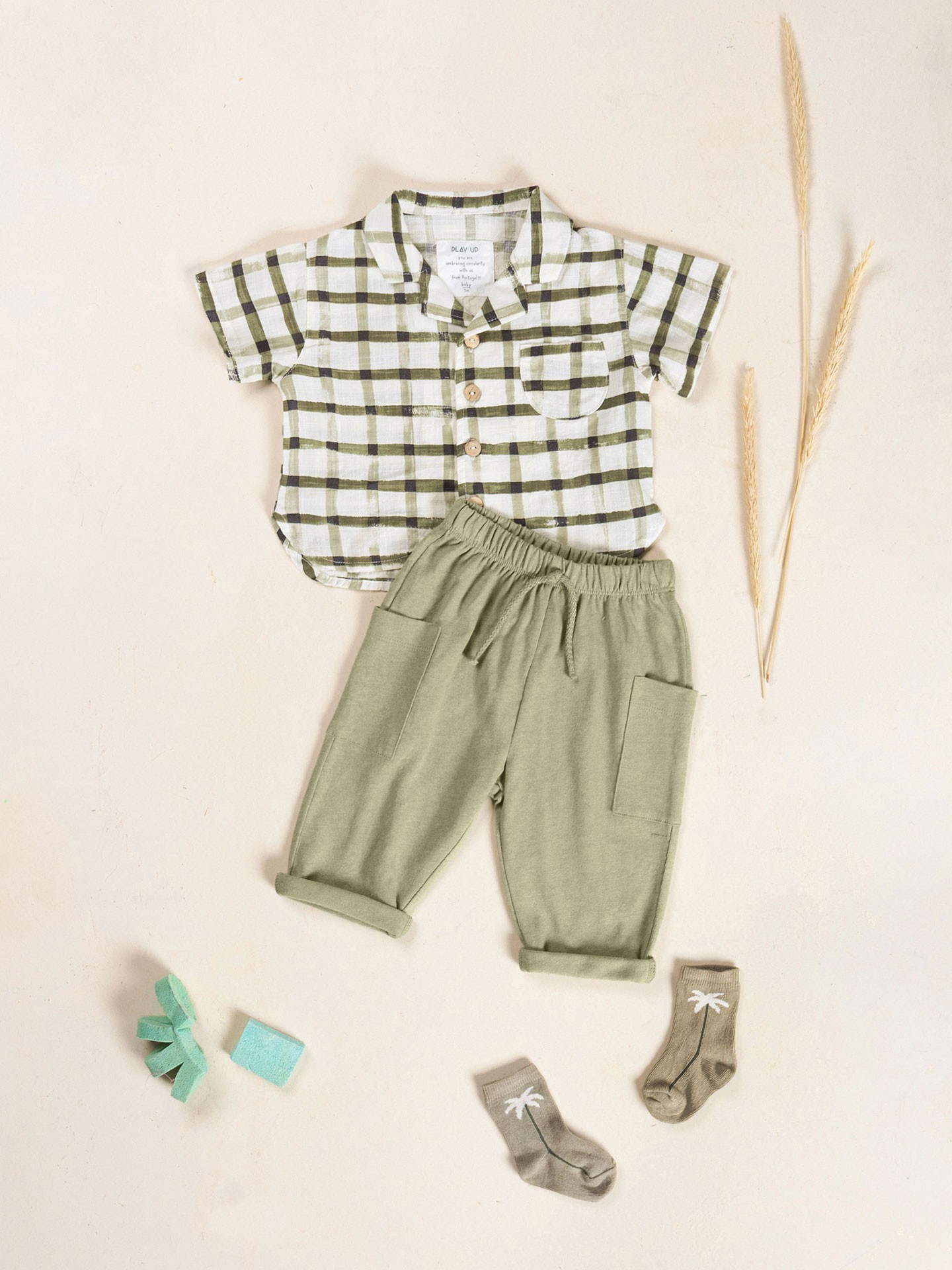 Pantalon en maille de coton biologique et lin