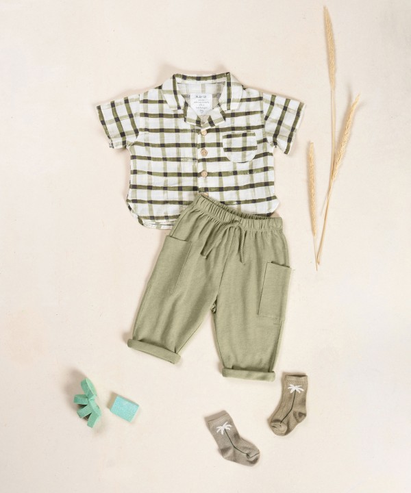 Knit pants in organic cotton and linen