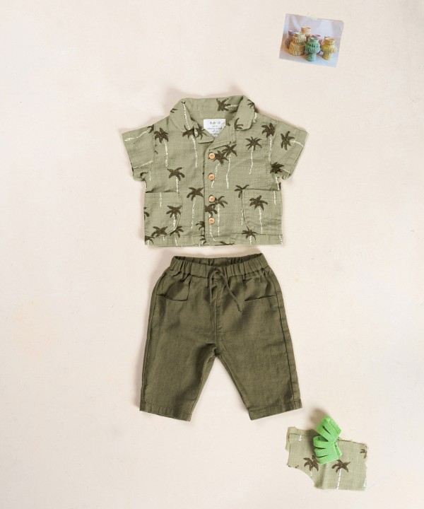 Chemise en coton biologique avec imprim� palmiers