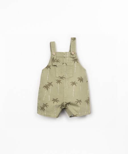 Twill jumpsuit with palm tree print