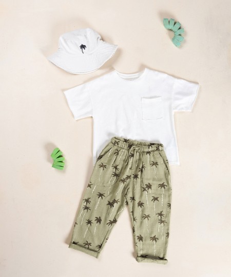 Pantalon en tissu de coton biologique imprim?