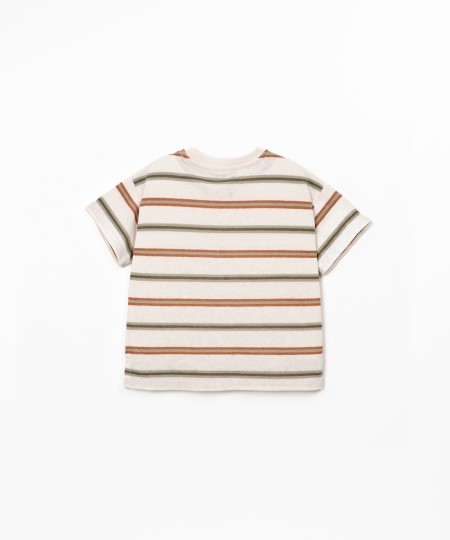 Natural fiber blend T-shirt with striped pattern