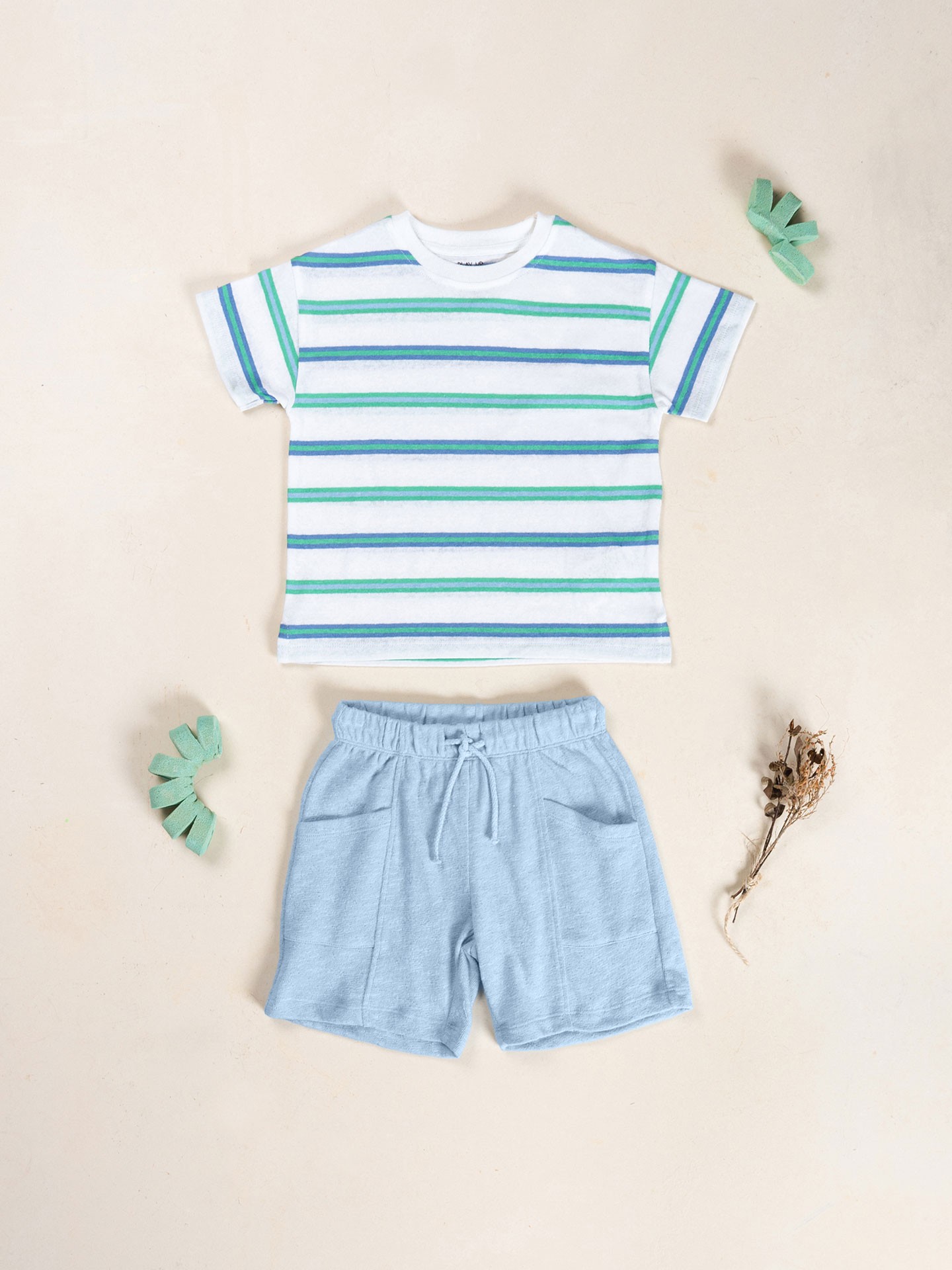 T-shirt en mélange de fibres naturelles à motif rayé