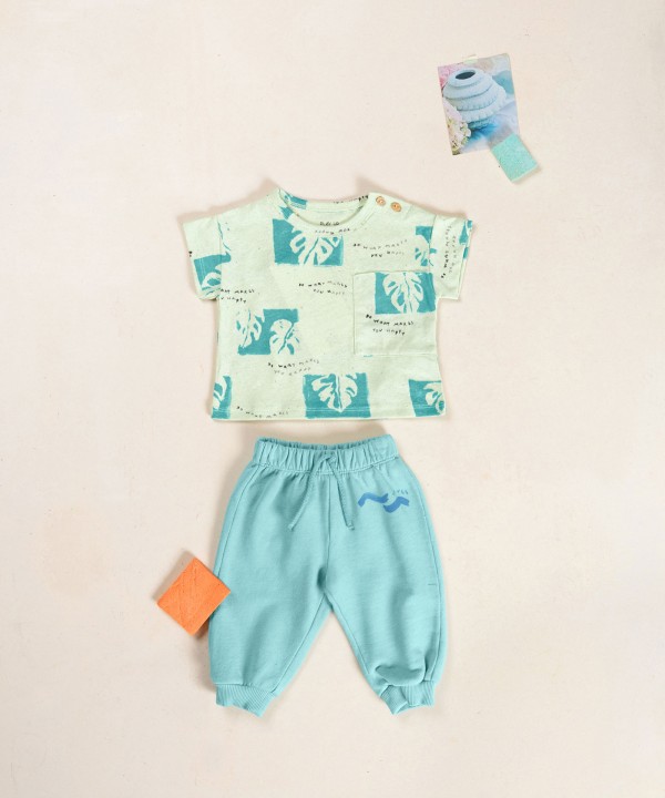 Pantaloni in maglina con disegno