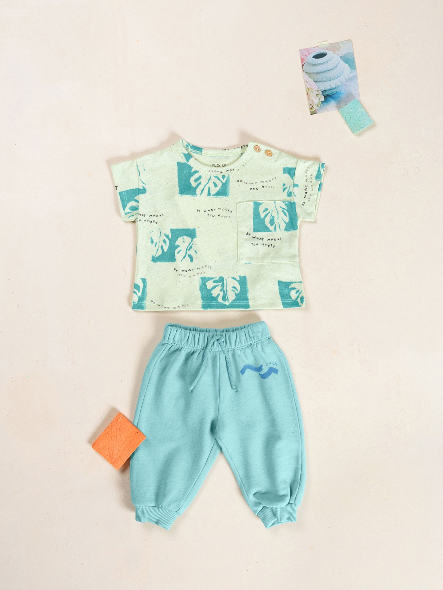 Pantaloni in maglina con disegno