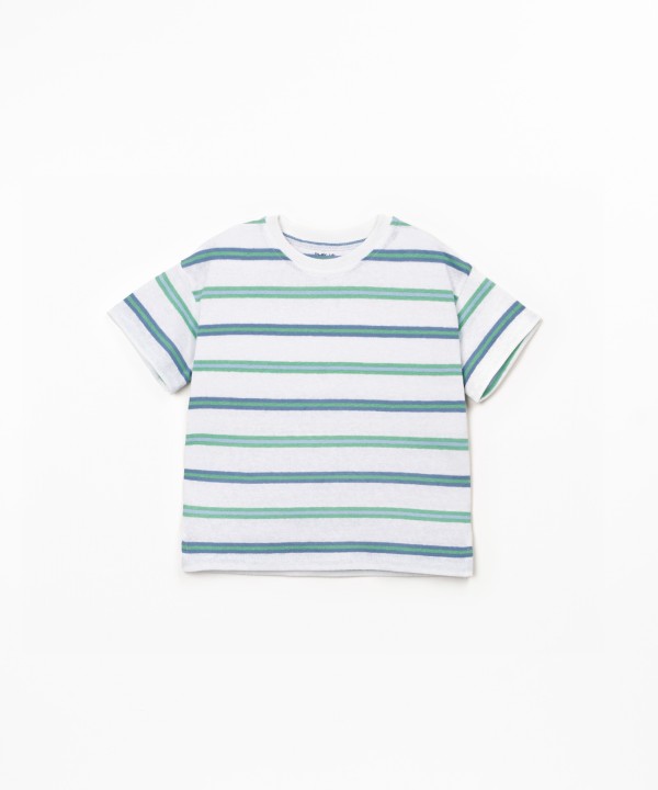 T-shirt en mélange de fibres naturelles à motif rayé