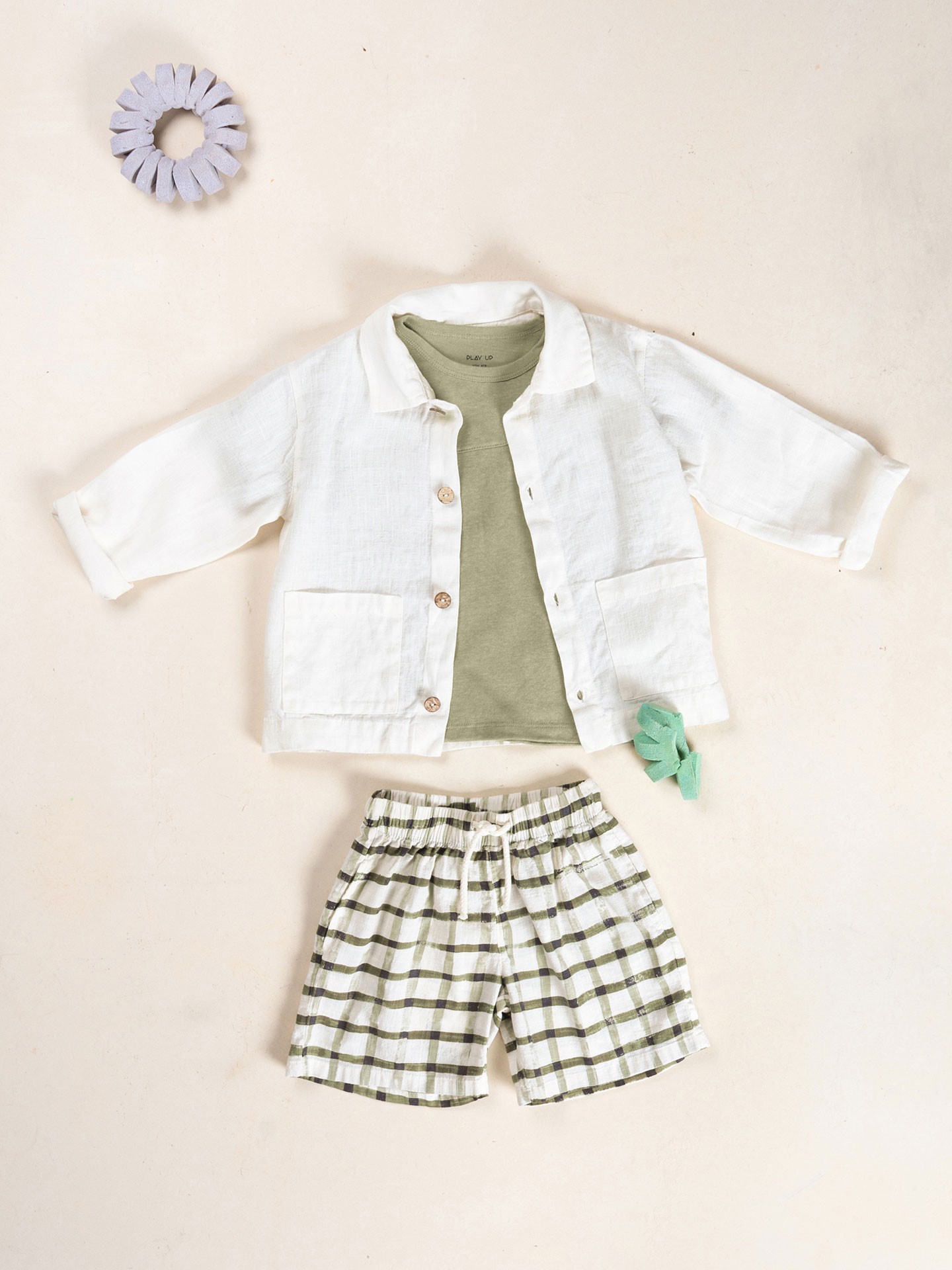 Short en tissu à motif à carreaux