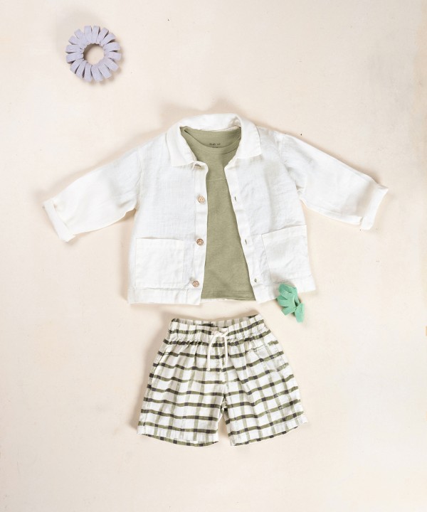 Short en tissu � motif � carreaux