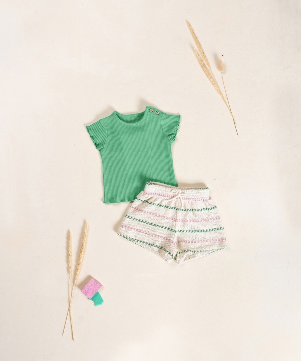 T-shirt en jersey c�tel� de coton biologique