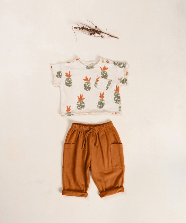 Pantalon en maille en coton biologique et lin