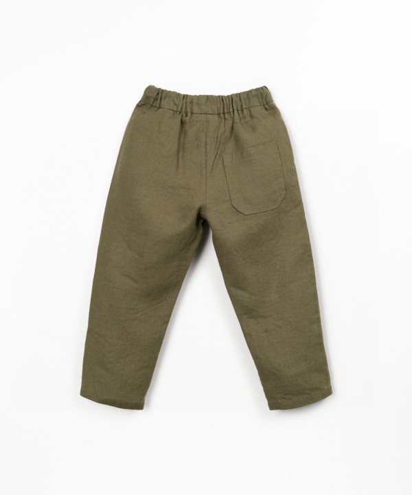 Pantalon en lin avec taille �lastique