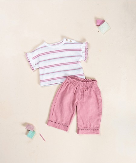 T-shirt en fibres naturelles avec motif à rayures