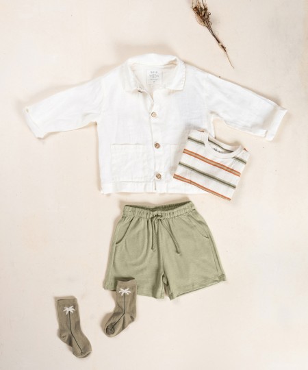 Shorts in maglia con lino