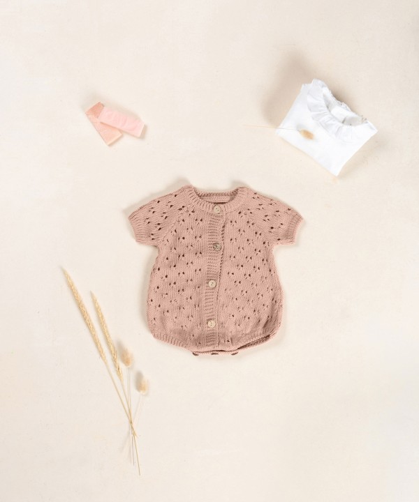 Macac�o tricot em mistura de algod�o e algod�o reciclado