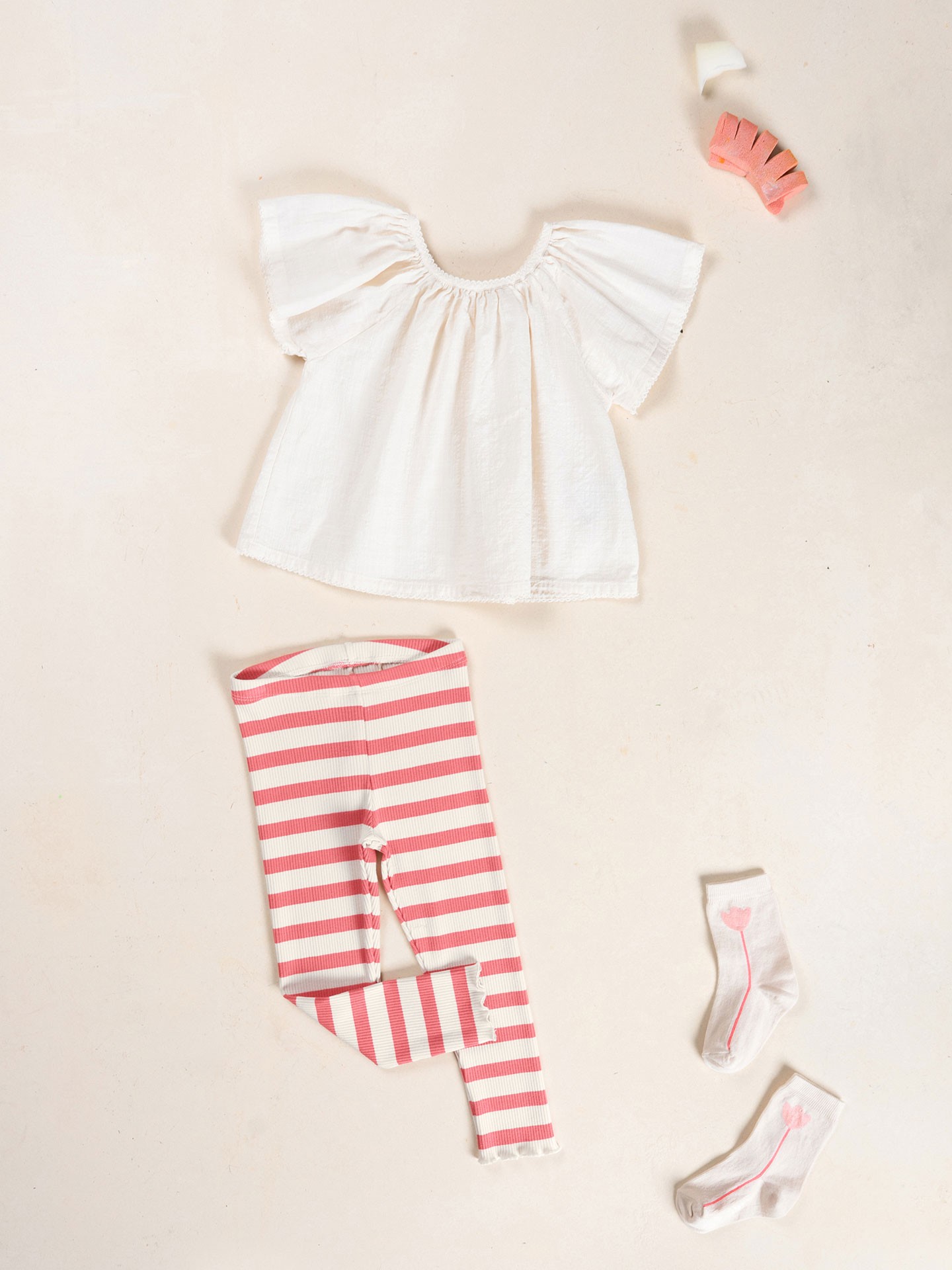 Leggings à rayures en mélange de coton et modal