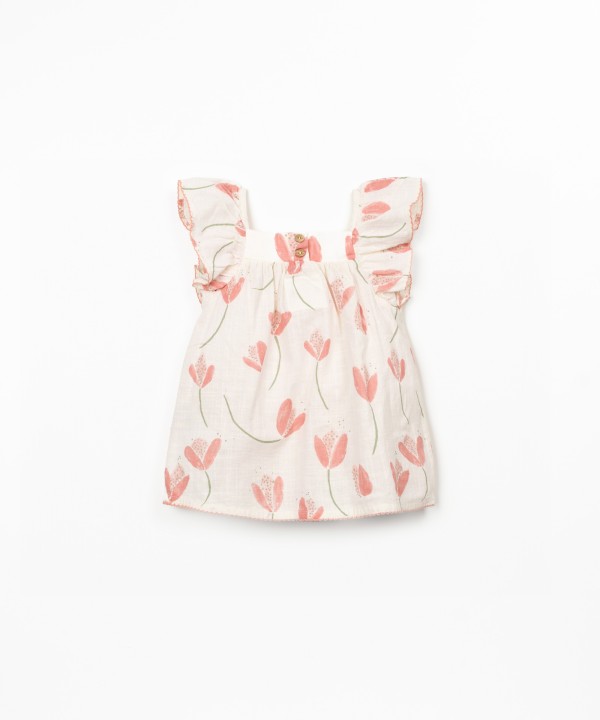 Robe en tissu avec imprim� de tulipes