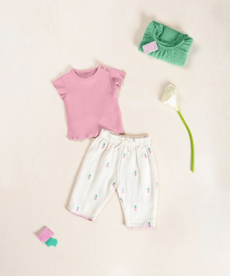 T-shirt en jersey côtelé de coton biologique