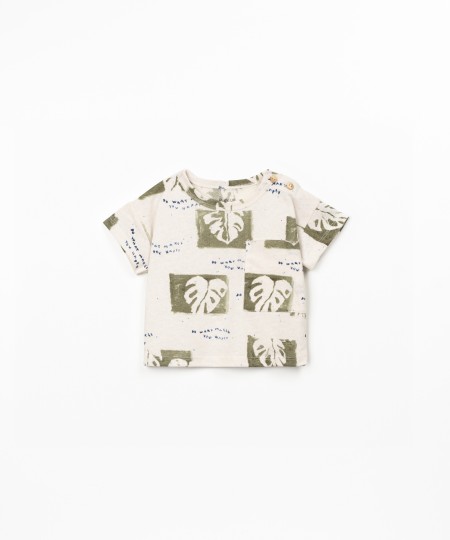 Camiseta en mezcla de fibras naturales con estampado
