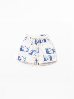 Organic cotton shorts with monstera print
