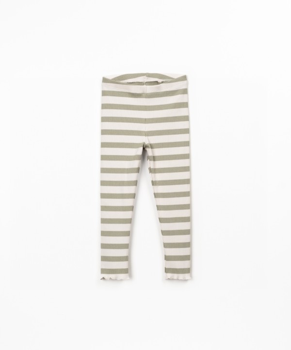 Leggings � rayures en coton et modal m�lang�s