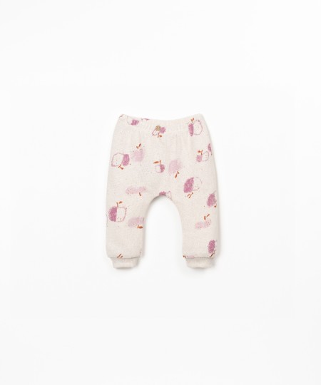 Pantal�n de punto con estampado de manzanas