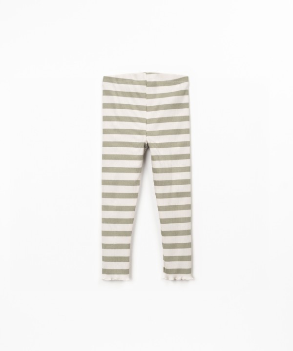 Leggings � rayures en coton et modal m�lang�s