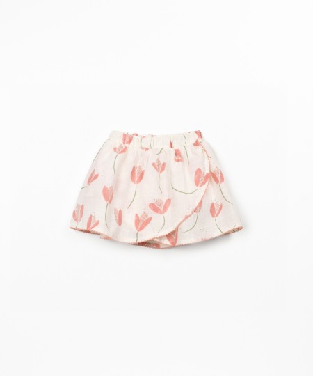 Jupe-short en coton biologique avec imprim� de tulipes