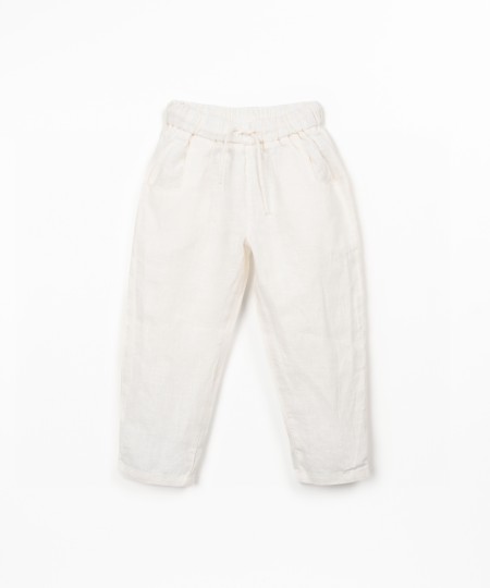 Pantalon en lin avec taille �lastique