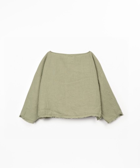 Camisola de linho com decote à barco