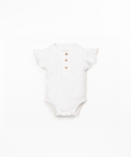 Body en coton biologique avec empi�cement � volants sur la manche