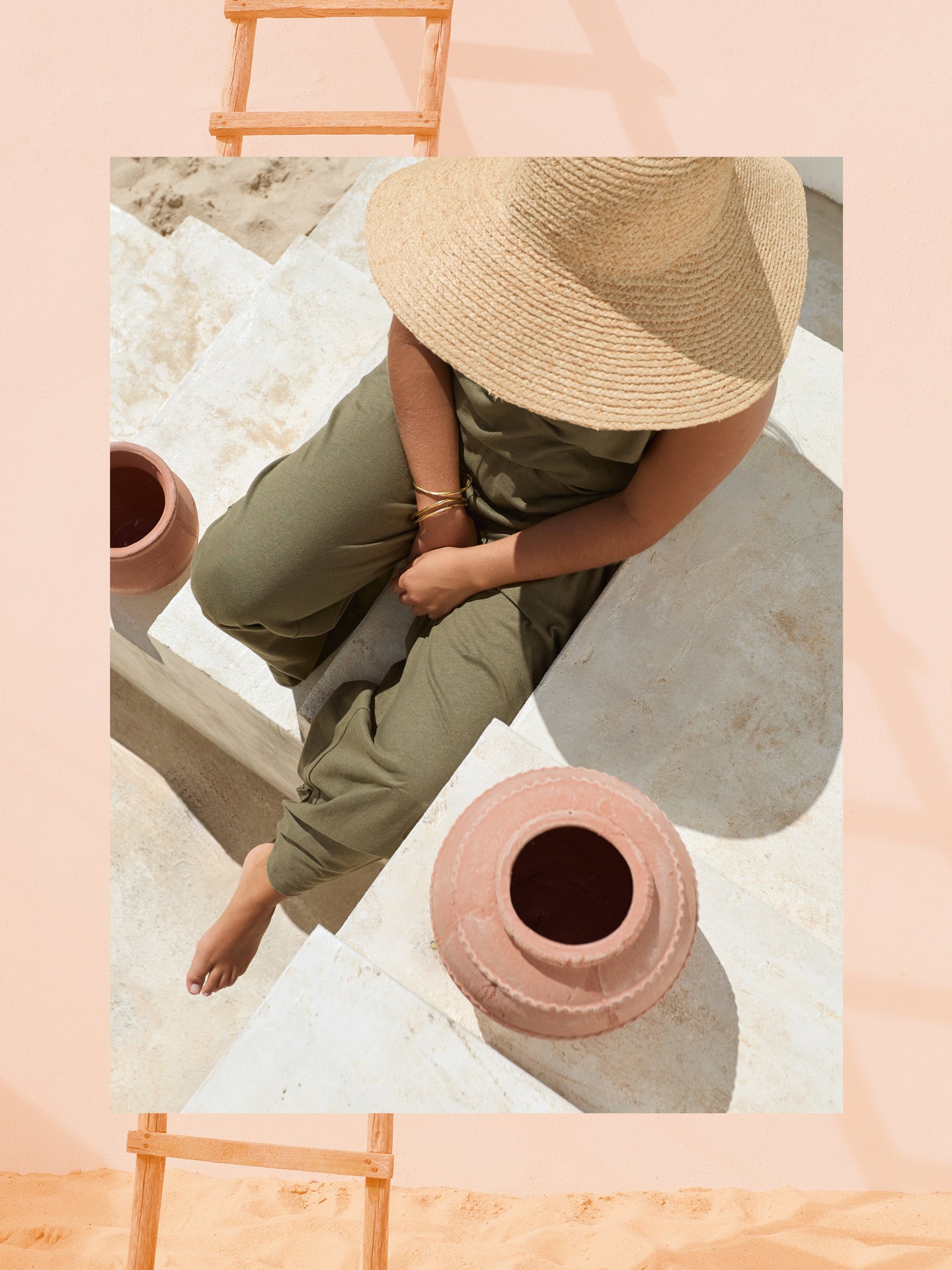 Pantalon en maille en coton biologique et lin