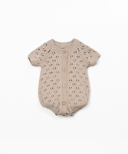 Macac�o tricot em mistura de algod�o e algod�o reciclado