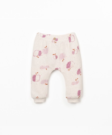 Knit trousers with apple print