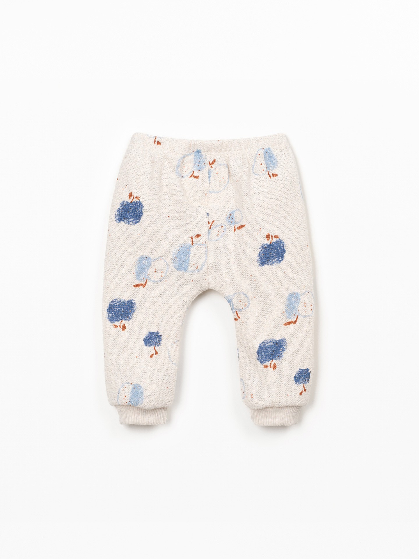 Knit trousers with apple print