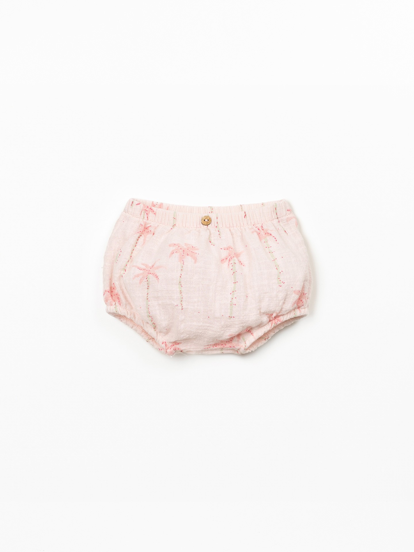 Calção de algodão orgânico com estampado de palmeiras