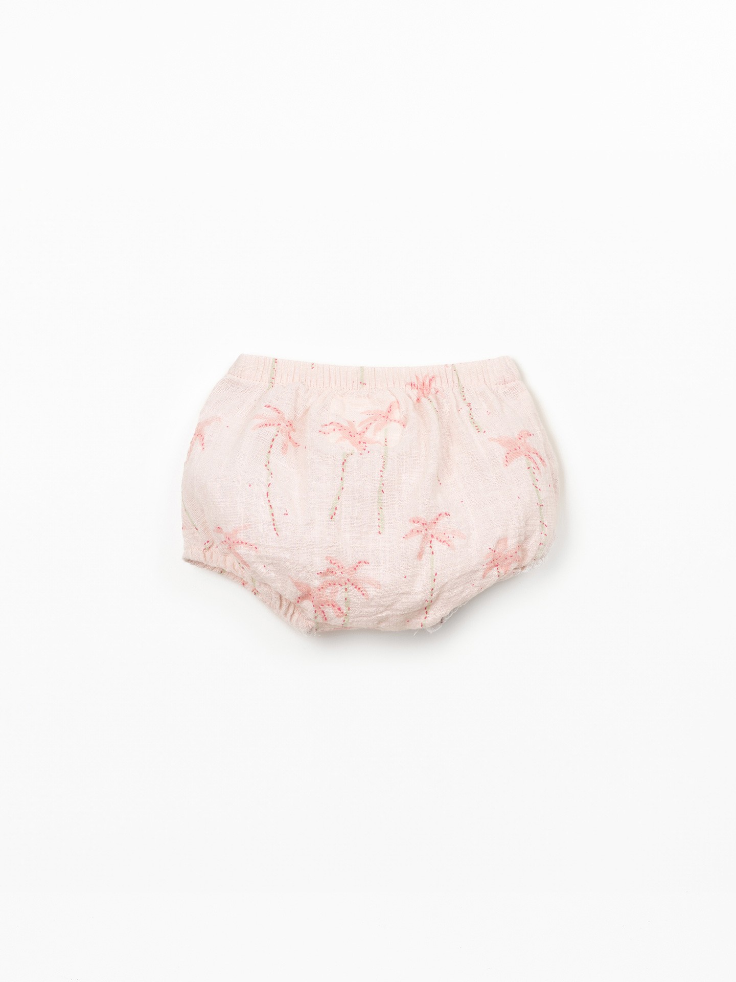 Calção de algodão orgânico com estampado de palmeiras