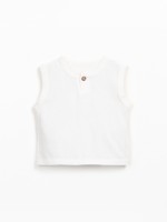 T-shirt sem mangas com mistura de fibras naturais e fibras recicladas