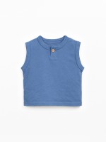 T-shirt sem mangas com mistura de fibras naturais e fibras recicladas