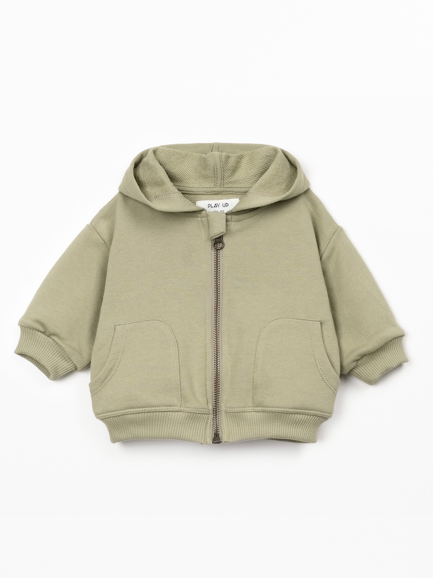 Jacket with zip fastening and hood