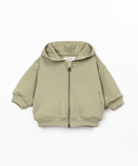 Jacket with zip fastening and hood