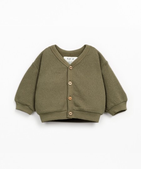 Cardigan in jersey with Re(Play) yarn