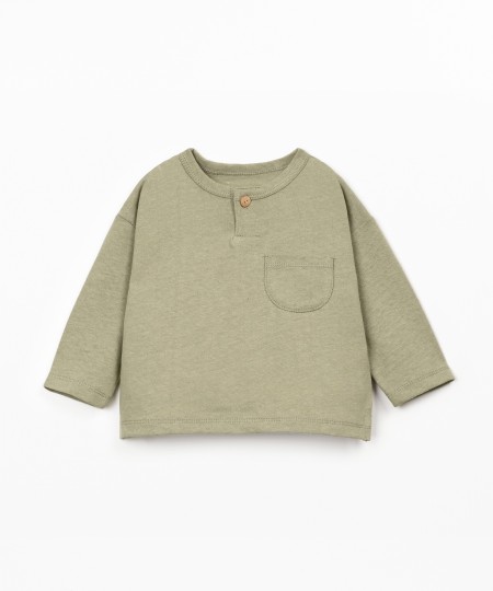 T-shirt in organic cotton and linen blend